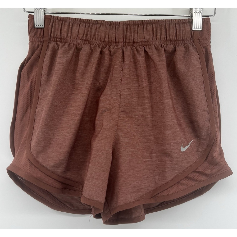Nike Women's Dri-FIT Tempo Mid-Rise Brief-Lined Running Shorts XS Red Sepia